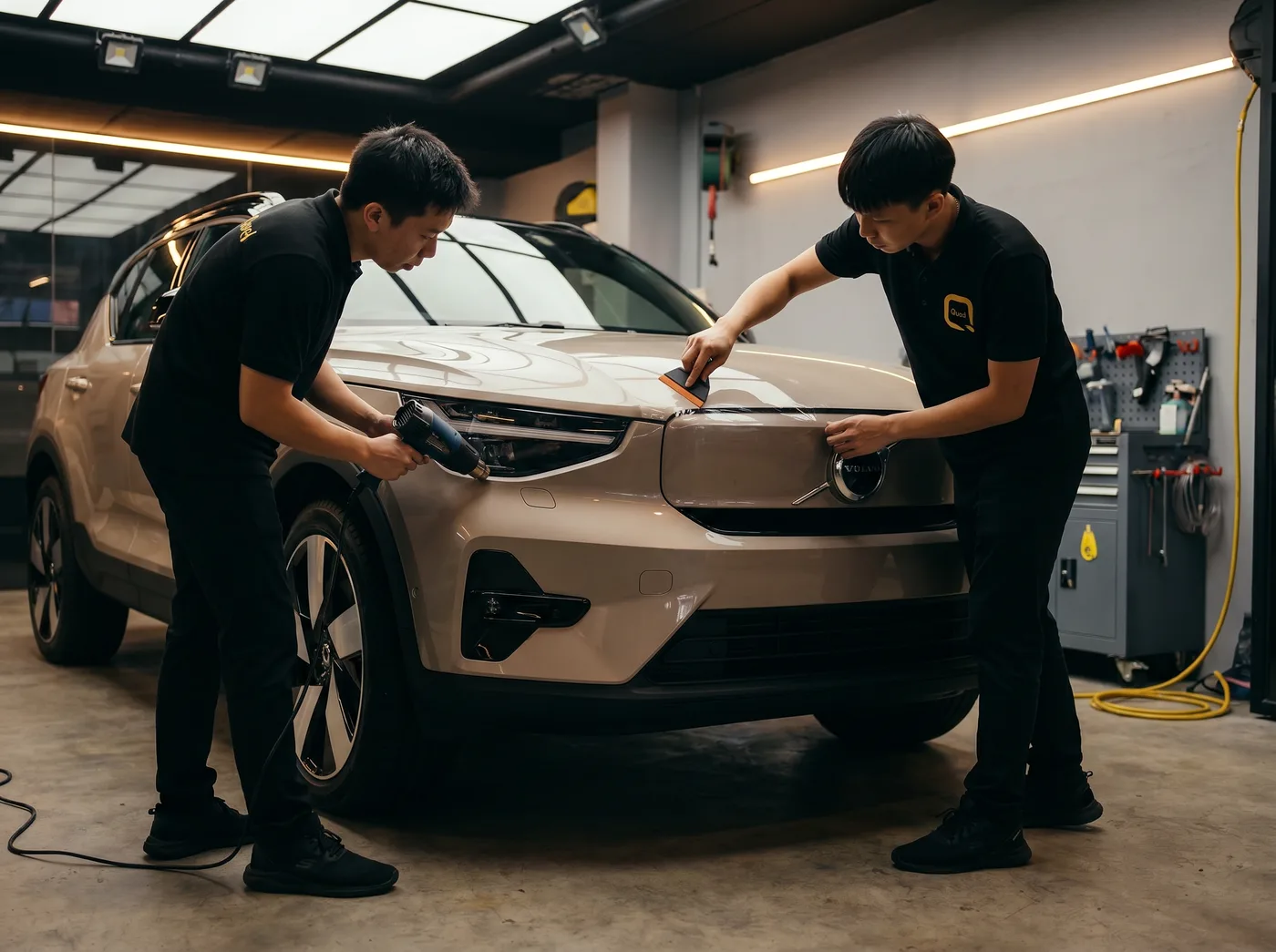 Tepi Dikemaskan dengan Haba — Pemasangan PPF Quad Film pada Volvo EC40