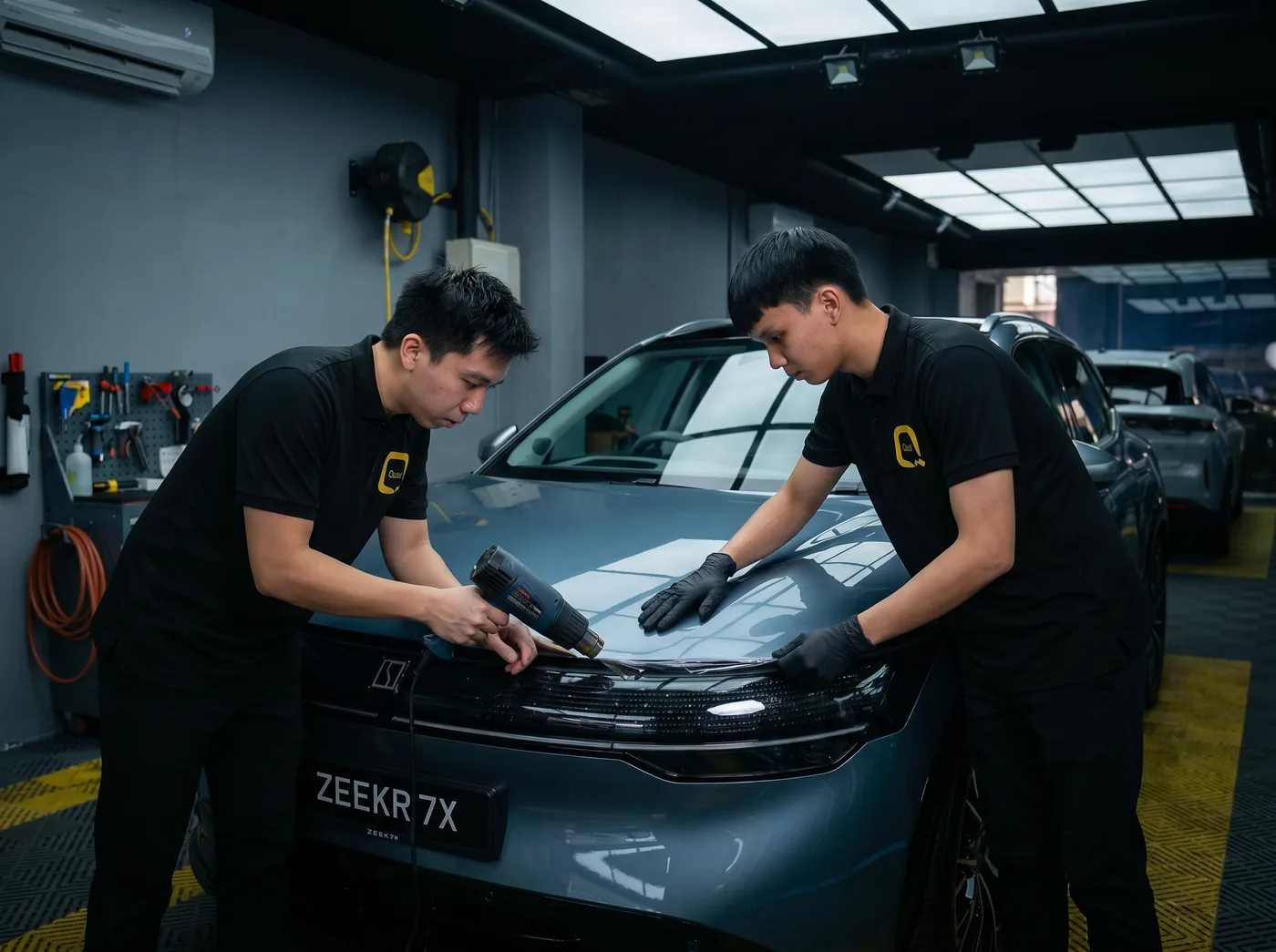 加热收边：Zeekr 7X 的 Quad Film PPF 安装过程